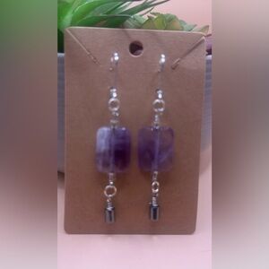 Amethyst w/Hematite Silver Earrings
